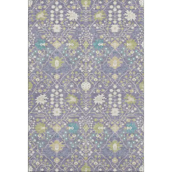 Lavender Beige And Blue Oriental Washable Area Rug With UV Protection Photo 1