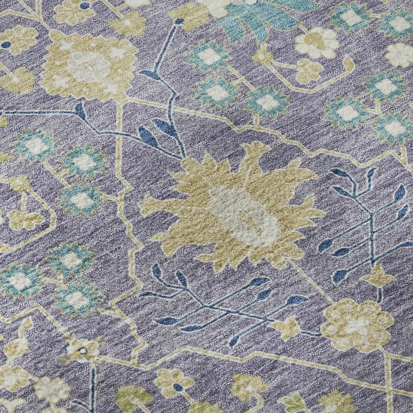Lavender Beige And Blue Oriental Washable Area Rug With UV Protection Photo 9