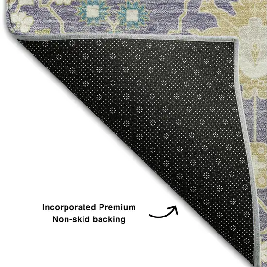 Lavender Beige And Blue Oriental Washable Area Rug With UV Protection Photo 6