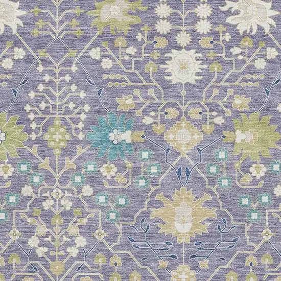 Lavender Beige And Blue Oriental Washable Area Rug With UV Protection Photo 2