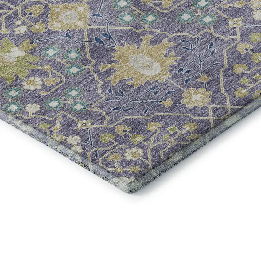 Lavender Beige And Blue Oriental Washable Area Rug With UV Protection Photo 8