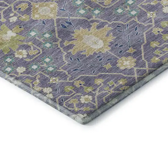 Lavender Beige And Blue Oriental Washable Area Rug With UV Protection Photo 7