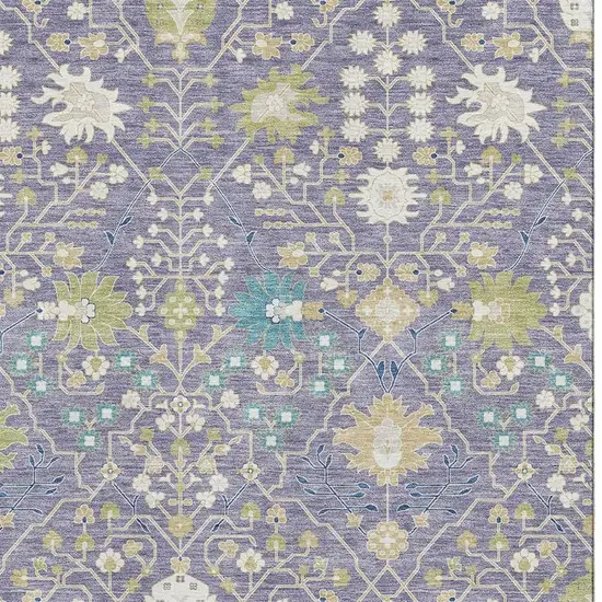 Lavender Beige And Blue Oriental Washable Area Rug With UV Protection Photo 3