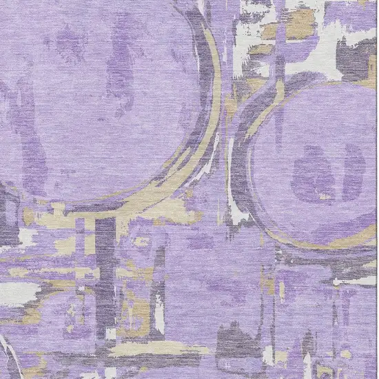 Lavender Beige And Gray Geometric Washable Area Rug With UV Protection Photo 3