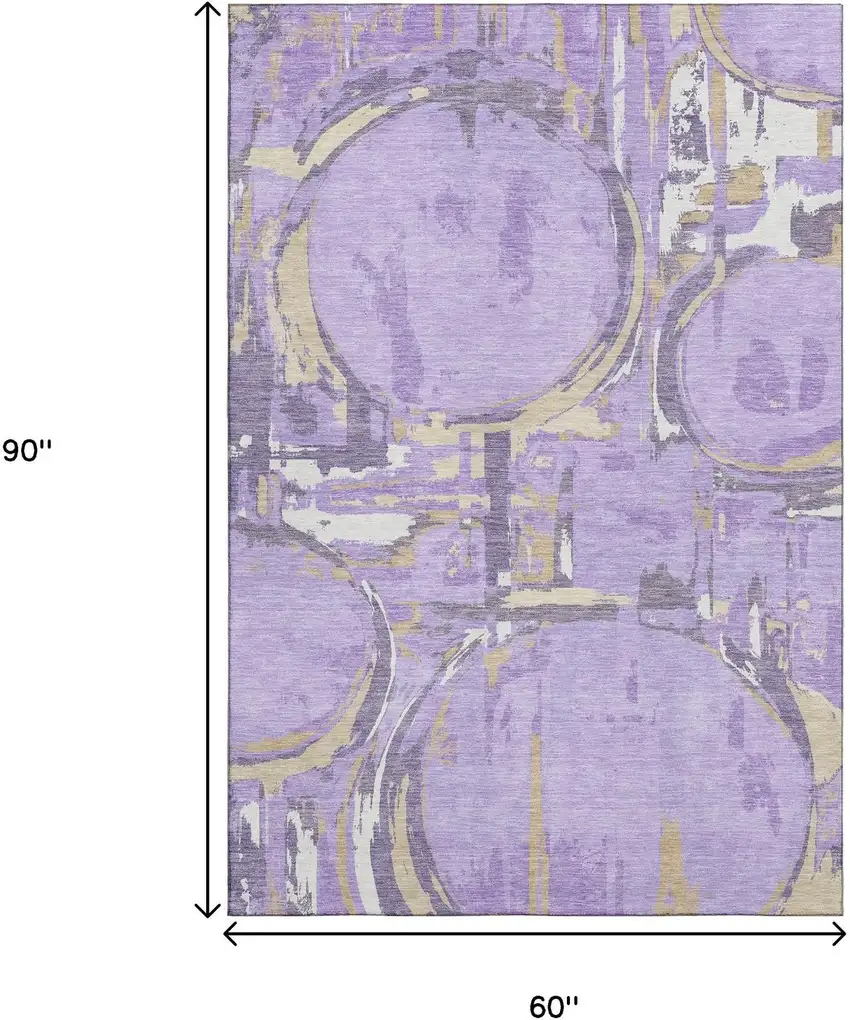 Lavender Beige And Gray Geometric Washable Area Rug With UV Protection Photo 9