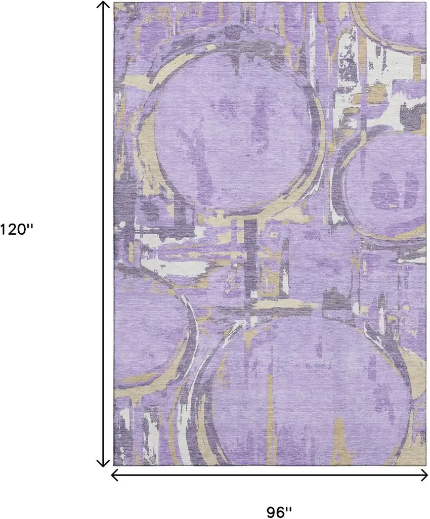 Lavender Beige And Gray Geometric Washable Area Rug With UV Protection Photo 9