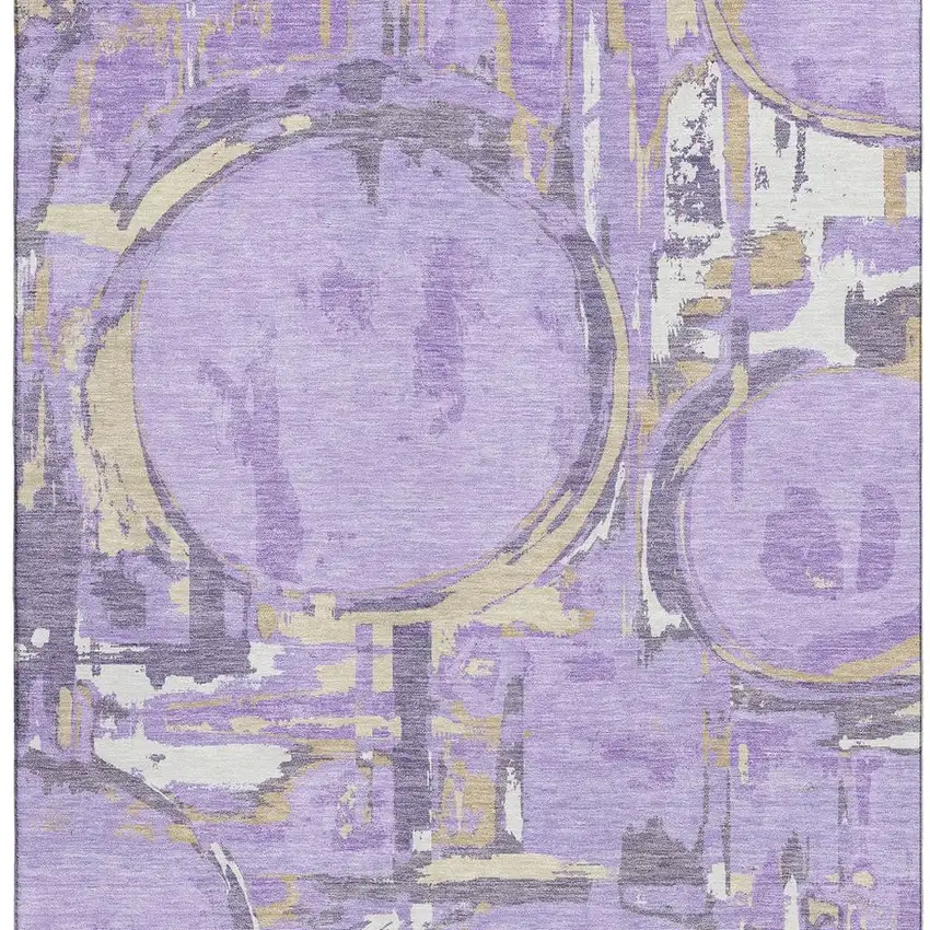 Lavender Beige And Gray Geometric Washable Area Rug With UV Protection Photo 3