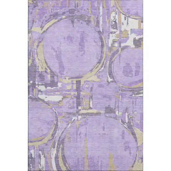 Lavender Beige And Gray Geometric Washable Area Rug With UV Protection Photo 1