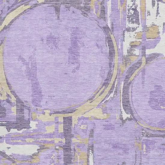 Lavender Beige And Gray Geometric Washable Area Rug With UV Protection Photo 3