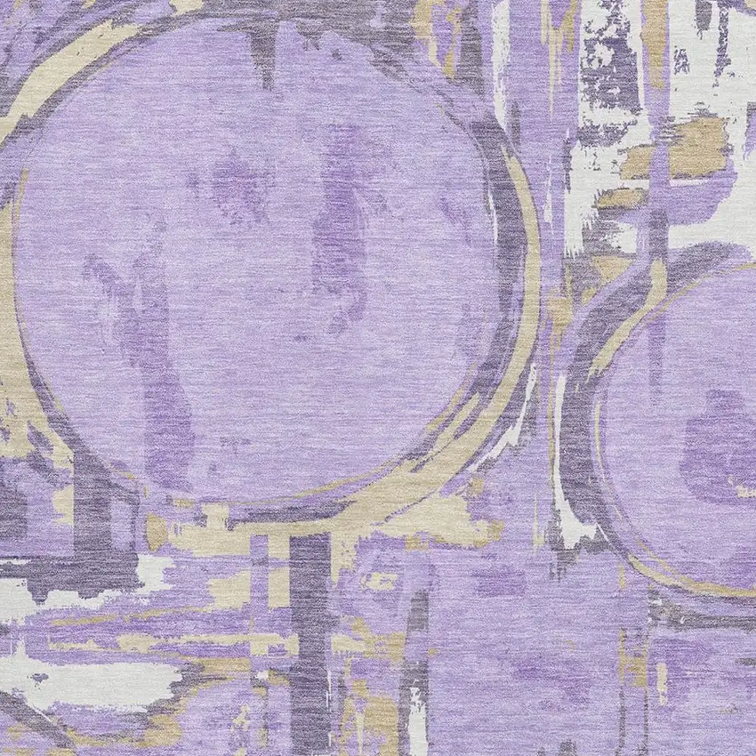 Lavender Beige And Gray Geometric Washable Area Rug With UV Protection Photo 3