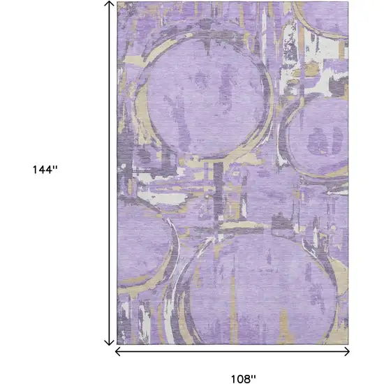 Lavender Beige And Gray Geometric Washable Area Rug With UV Protection Photo 9