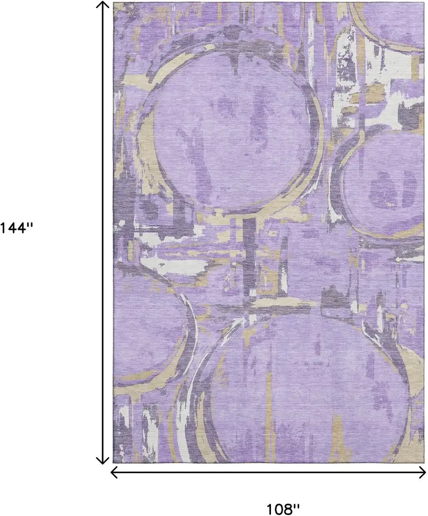 Lavender Beige And Gray Geometric Washable Area Rug With UV Protection Photo 9