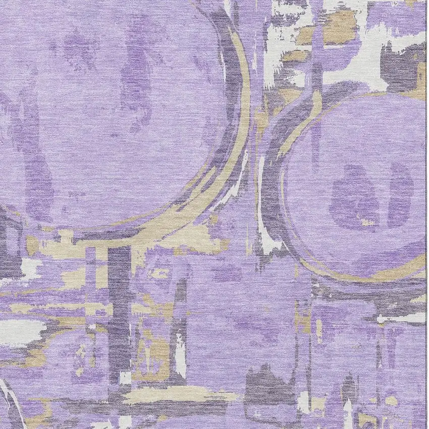 Lavender Beige And Gray Geometric Washable Area Rug With UV Protection Photo 3