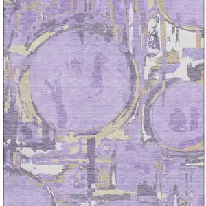 Photo of Lavender Beige And Gray Geometric Washable Area Rug With UV Protection