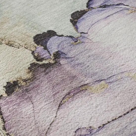 Lavender Beige And Ivory Abstract Washable Area Rug With UV Protection Photo 9