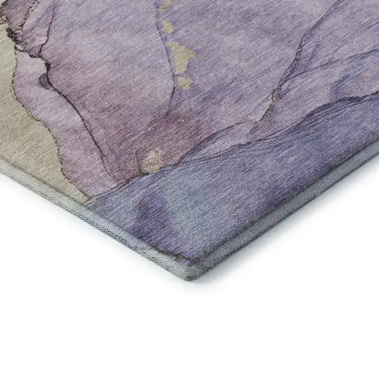 Lavender Beige And Ivory Abstract Washable Area Rug With UV Protection Photo 7