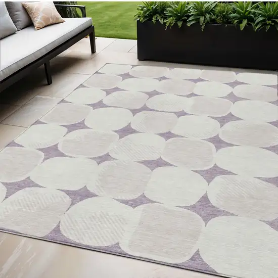 Lavender Beige And Ivory Abstract Washable Indoor Outdoor Area Rug Photo 1
