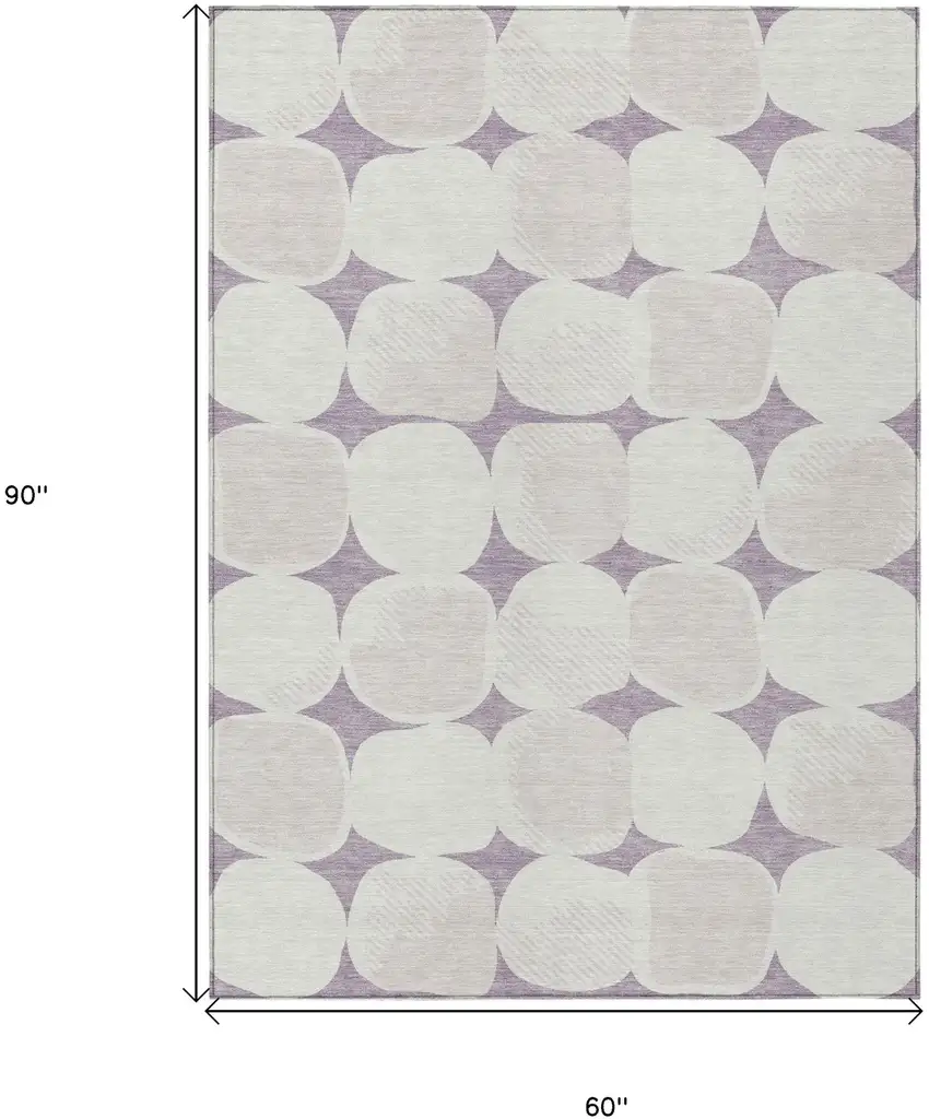 Lavender Beige And Ivory Abstract Washable Indoor Outdoor Area Rug Photo 3