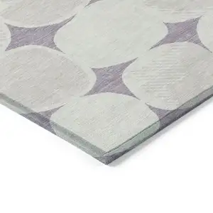 Photo of Lavender Beige And Ivory Abstract Washable Indoor Outdoor Area Rug