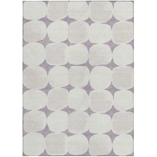 Lavender Beige And Ivory Abstract Washable Indoor Outdoor Area Rug Photo 7