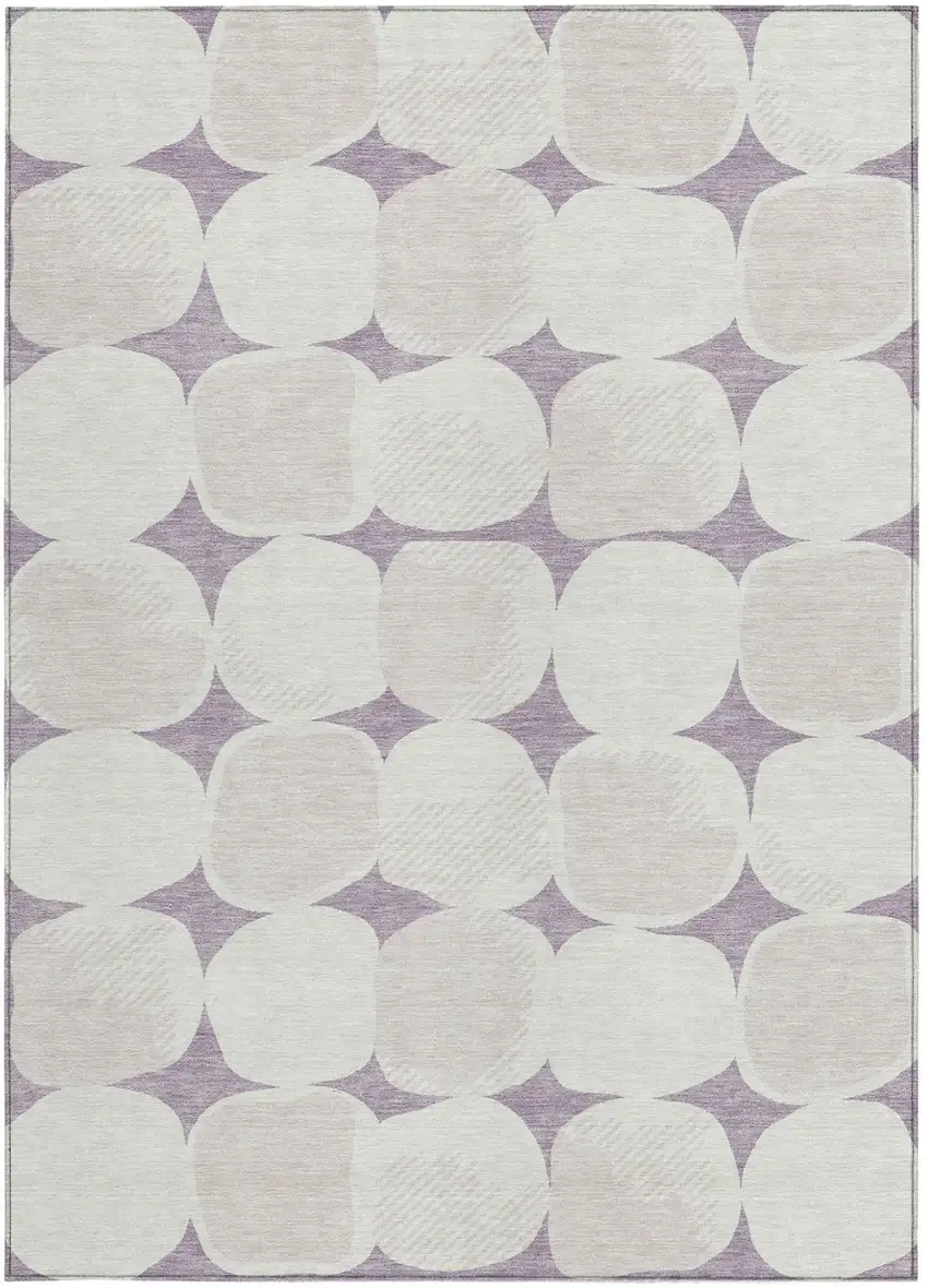 Lavender Beige And Ivory Abstract Washable Indoor Outdoor Area Rug Photo 7