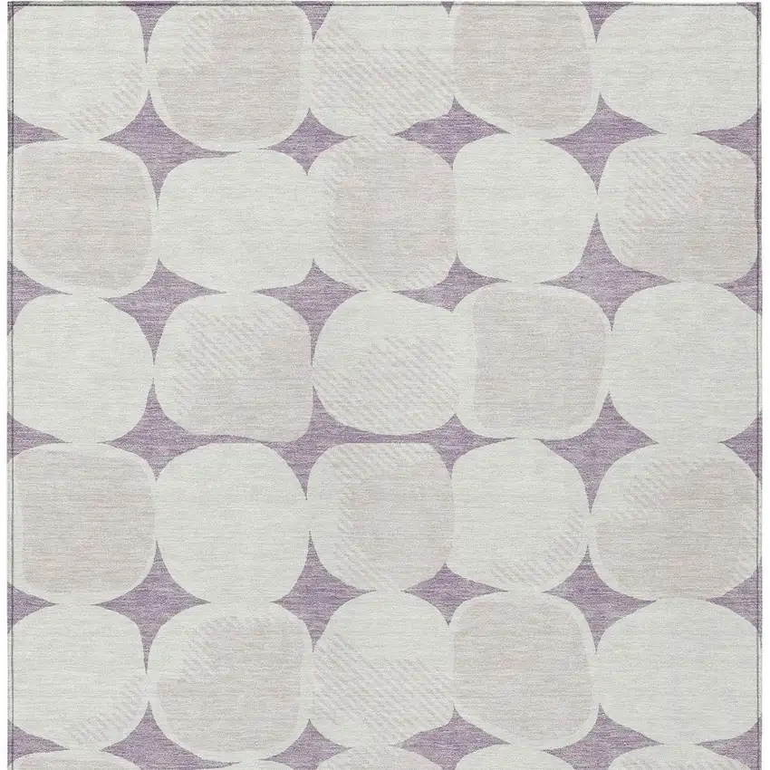 Lavender Beige And Ivory Abstract Washable Indoor Outdoor Area Rug Photo 6