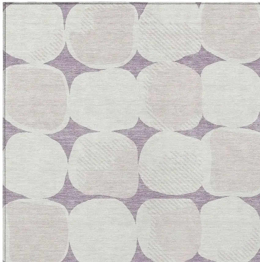Lavender Beige And Ivory Abstract Washable Indoor Outdoor Area Rug Photo 6