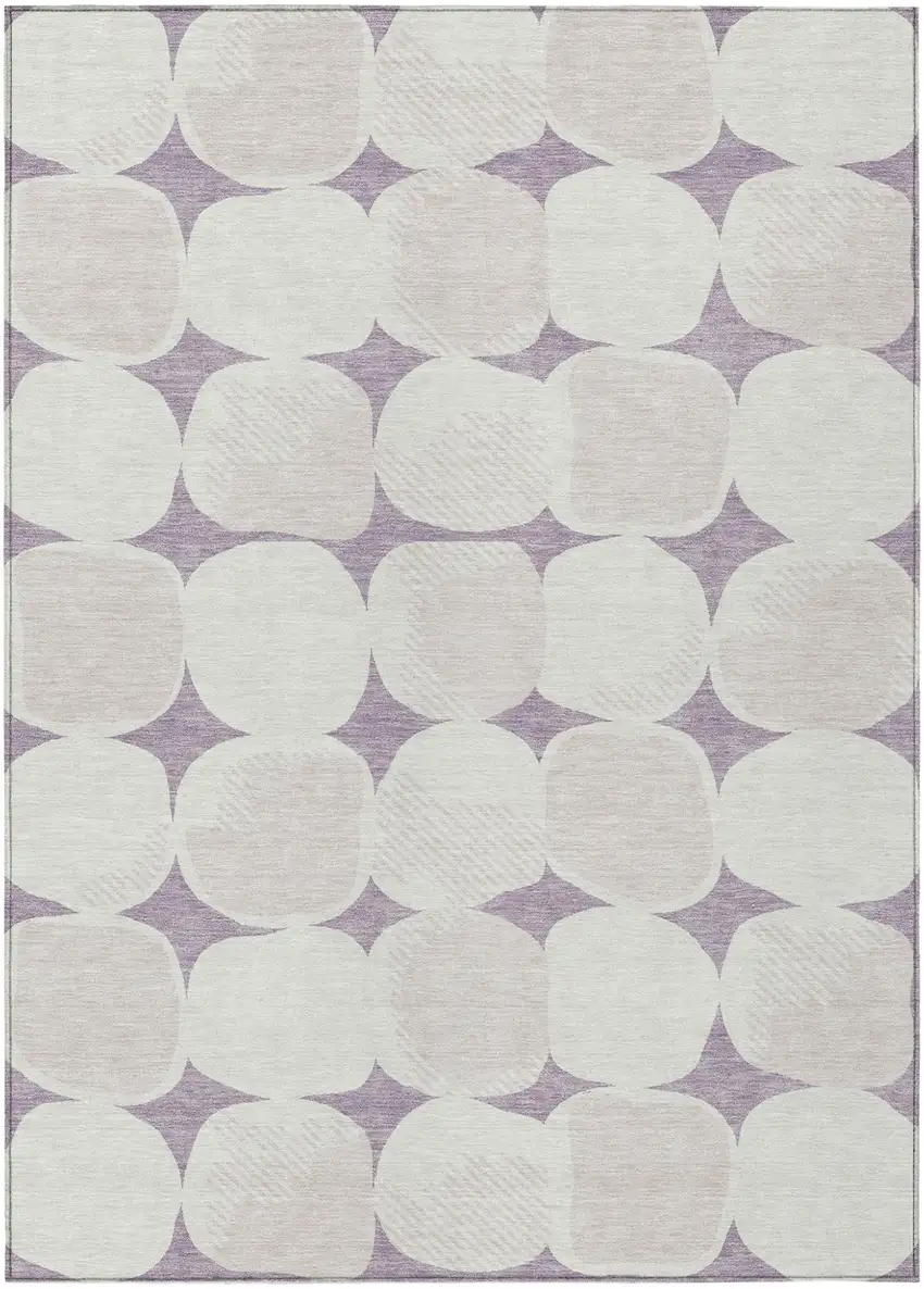 Lavender Beige And Ivory Abstract Washable Indoor Outdoor Area Rug Photo 2