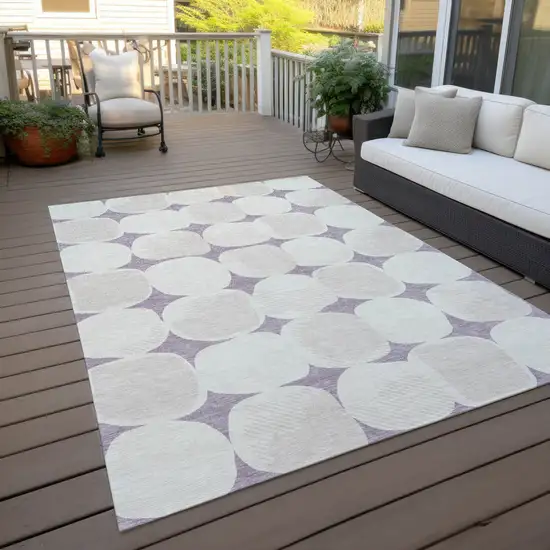 Lavender Beige And Ivory Abstract Washable Indoor Outdoor Area Rug Photo 8