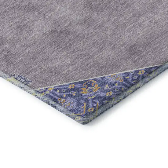 Lavender Blue And Gold Oriental Washable Area Rug With UV Protection Photo 7