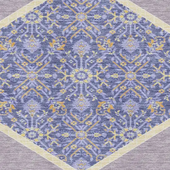 Lavender Blue And Gold Oriental Washable Area Rug With UV Protection Photo 2