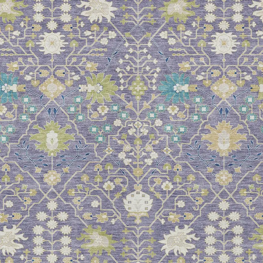 Lavender Blue And Green Oriental Washable Indoor Outdoor Area Rug Photo 6
