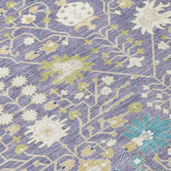 Lavender Blue And Green Oriental Washable Indoor Outdoor Area Rug Photo 5