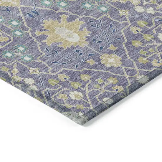 Lavender Blue And Green Oriental Washable Indoor Outdoor Area Rug Photo 4