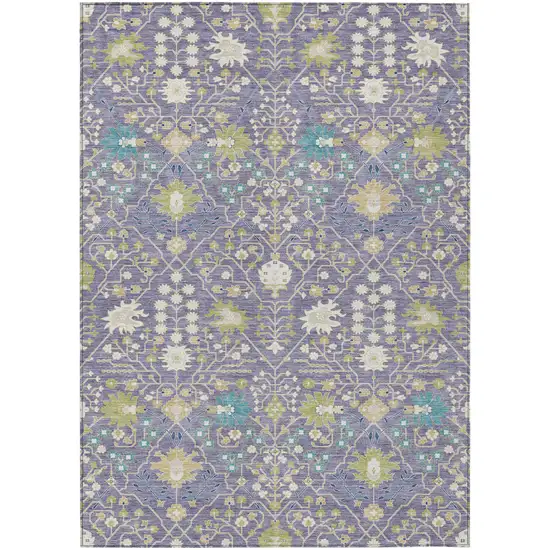 Lavender Blue And Green Oriental Washable Indoor Outdoor Area Rug Photo 2