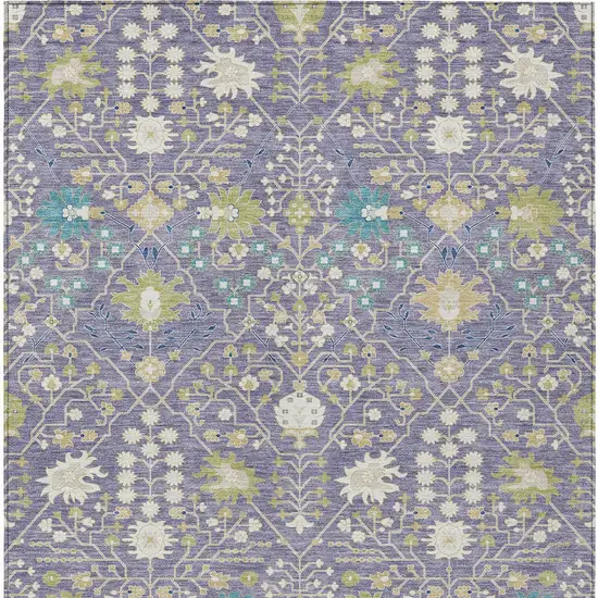 Lavender Blue And Green Oriental Washable Indoor Outdoor Area Rug Photo 6