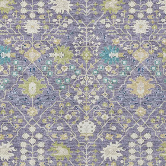 Lavender Blue And Green Oriental Washable Indoor Outdoor Area Rug Photo 6