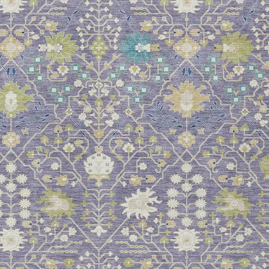 Lavender Blue And Green Oriental Washable Indoor Outdoor Area Rug Photo 6