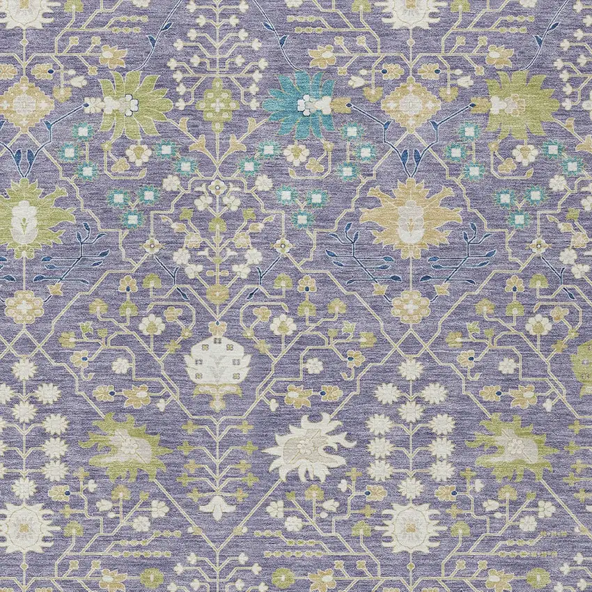 Lavender Blue And Green Oriental Washable Indoor Outdoor Area Rug Photo 6