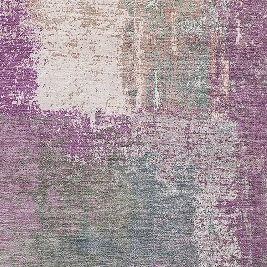 Lavender Blue And Ivory Abstract Washable Area Rug With UV Protection Photo 2