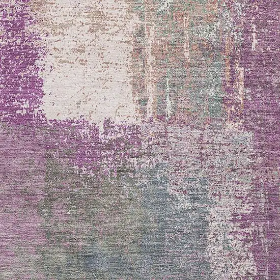 Lavender Blue And Ivory Abstract Washable Area Rug With UV Protection Photo 2