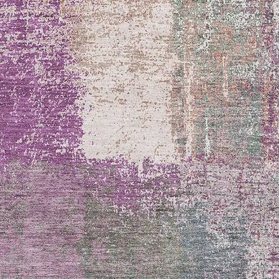 Lavender Blue And Ivory Abstract Washable Area Rug With UV Protection Photo 2