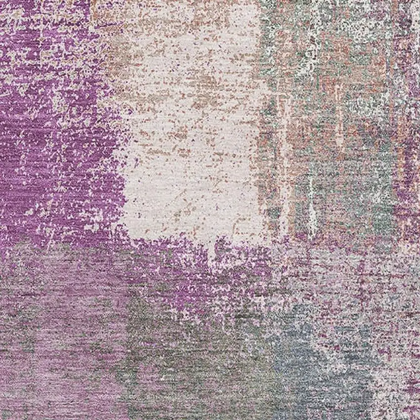 Lavender Blue And Ivory Abstract Washable Area Rug With UV Protection Photo 2