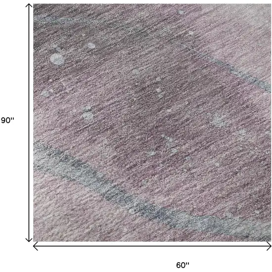 Lavender Blue And Ivory Abstract Washable Area Rug With UV Protection Photo 8