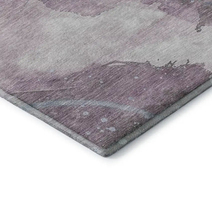 Lavender Blue And Ivory Abstract Washable Area Rug With UV Protection Photo 6