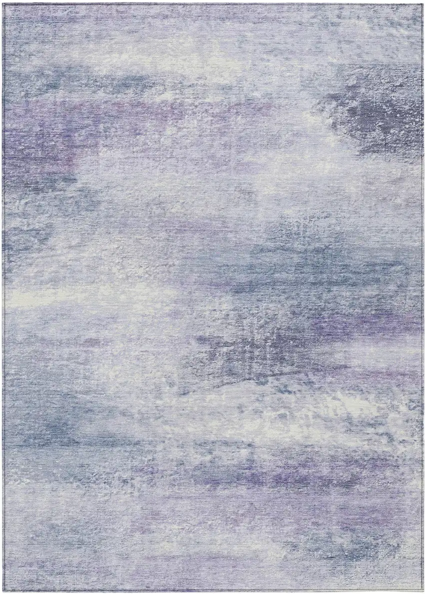 Lavender Blue And Ivory Abstract Washable Indoor Outdoor Area Rug Photo 8