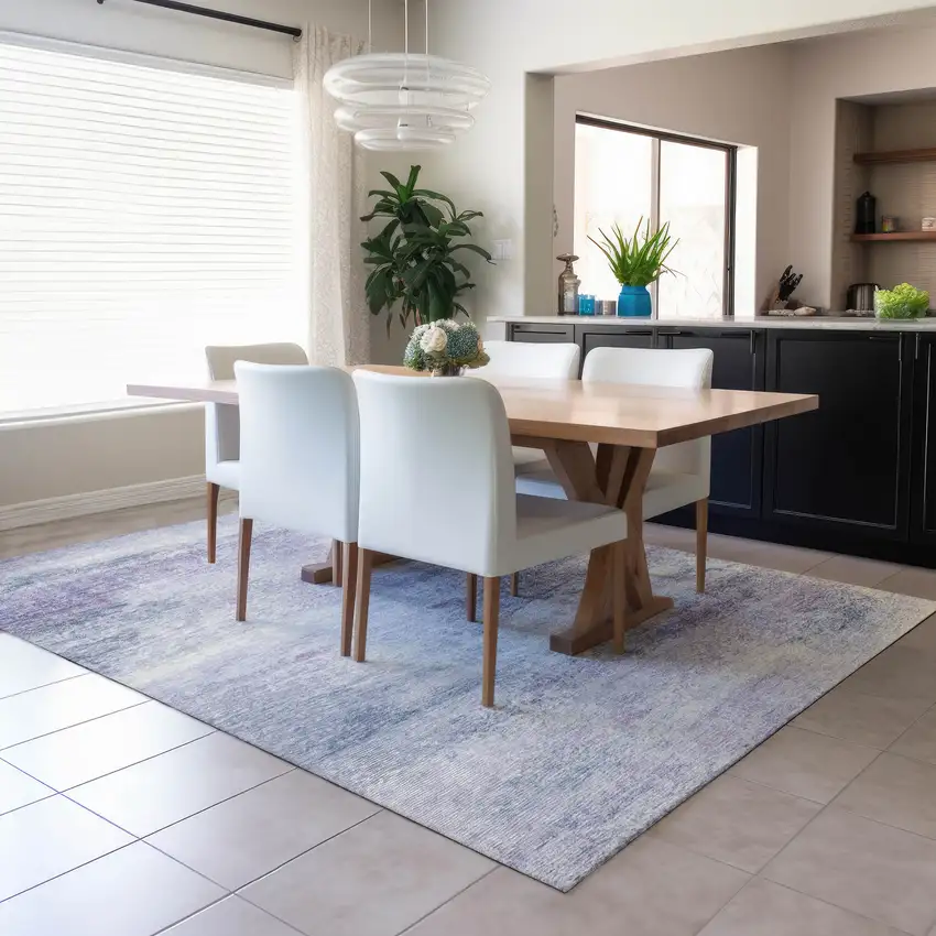 Lavender Blue And Ivory Abstract Washable Indoor Outdoor Area Rug Photo 5