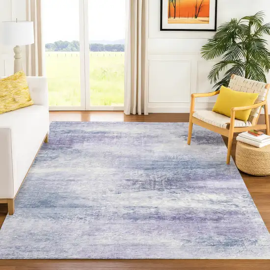 Lavender Blue And Ivory Abstract Washable Indoor Outdoor Area Rug Photo 4