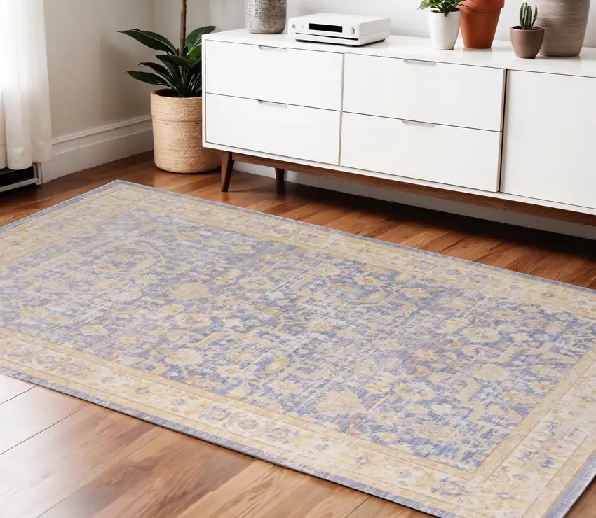 Lavender and Orange Floral Power Loom Area Rug Photo 1