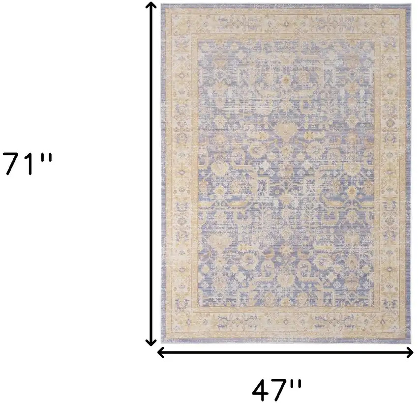 Lavender Blue Floral Power Loom Area Rug Photo 8
